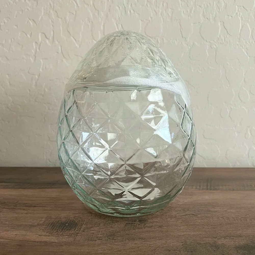Clear Glass Easter Egg Novelty Jar 7” Target Bullseyes Playground